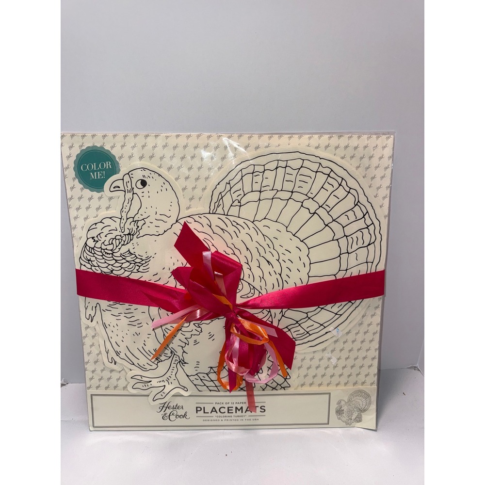 Hester & Cook Coloring Turkey Paper Placemats Pack of 12 Thanksgiving KP1112